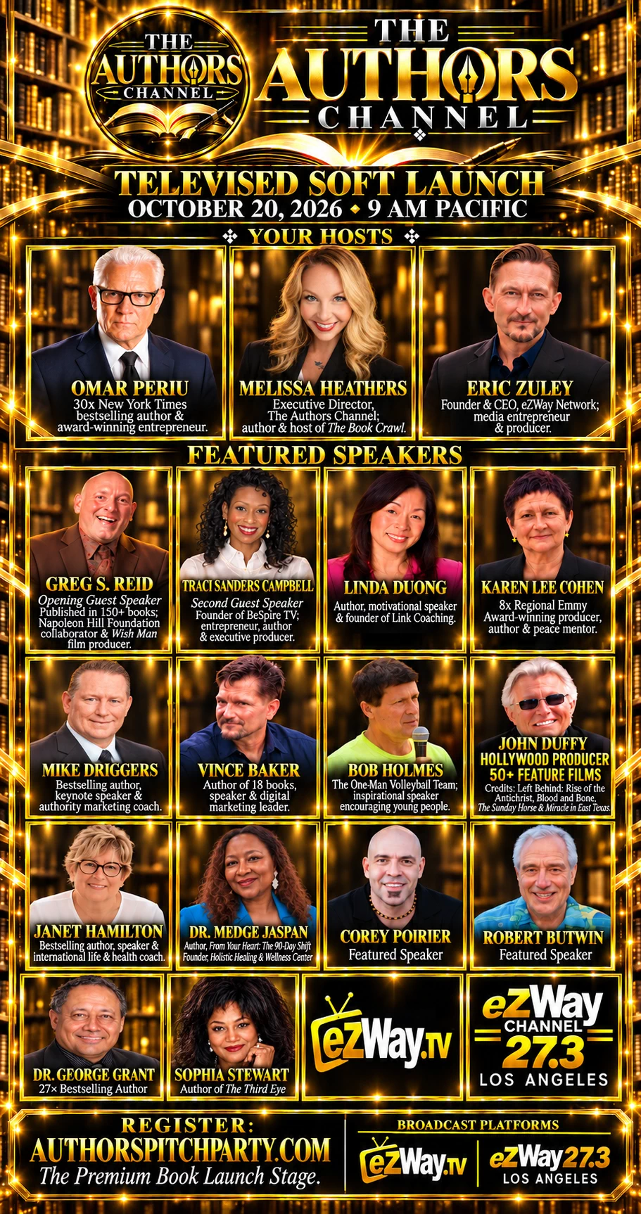 The Authors Channel black-and-gold launch poster